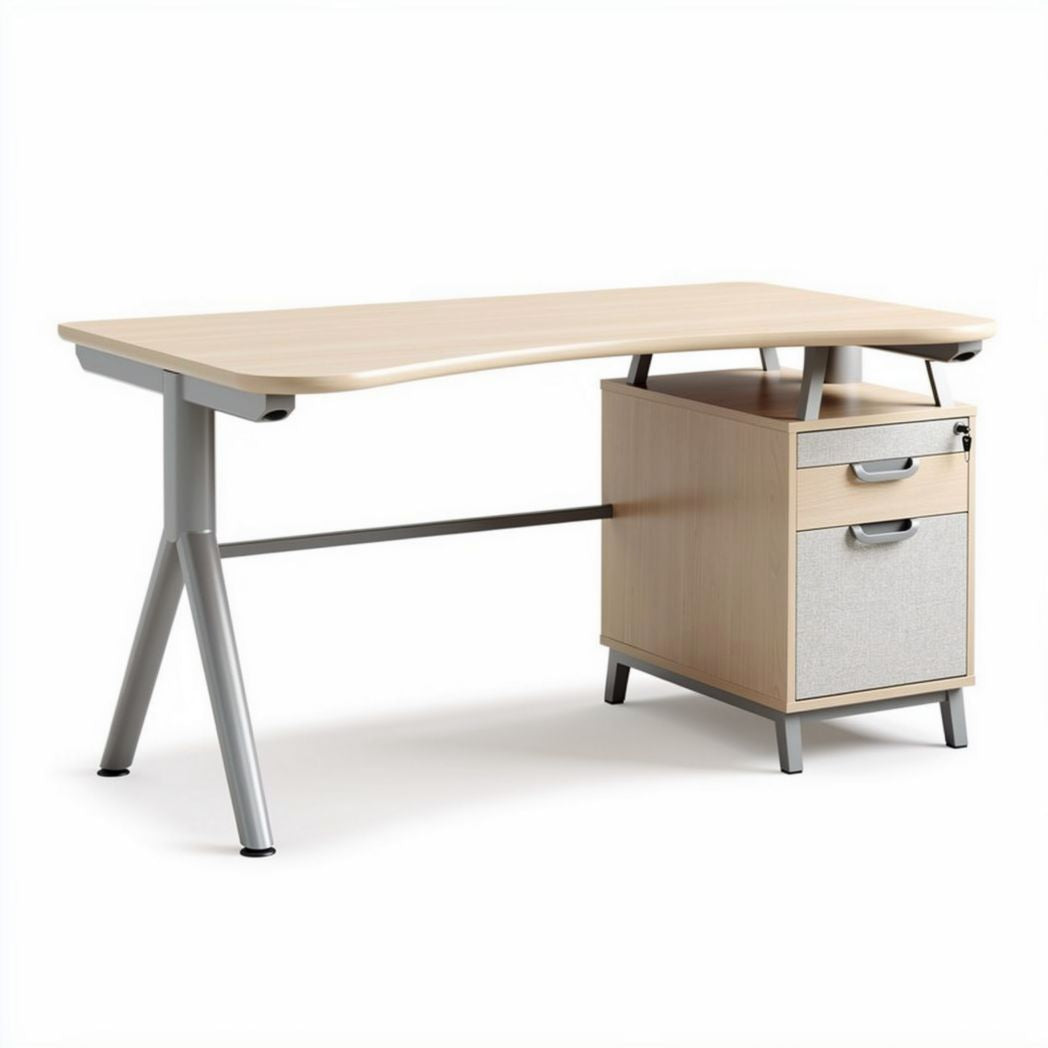 Bureau en bois avec rangement gris 120 x 60 x 75cm design moderne