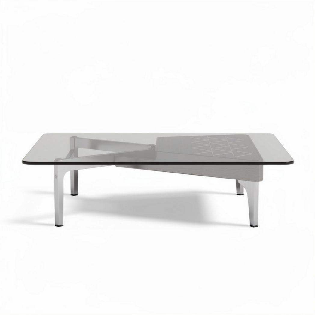 Table basse en verre noir avec structure en métal 120 x 60 x 40cm