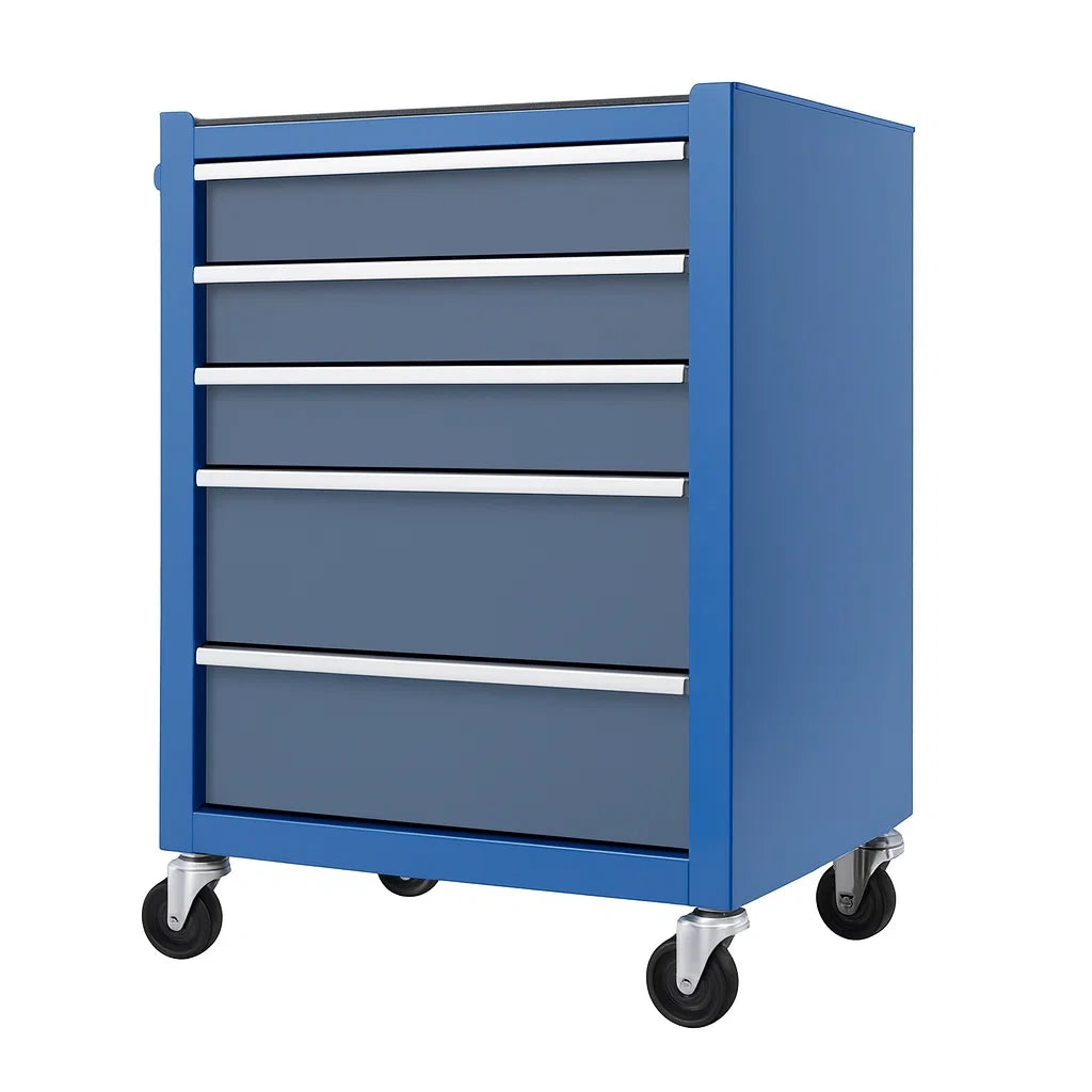 Chariot de service en m¨¦tal avec 5 tiroirs bleu 61x46x90 cm(Bleu)