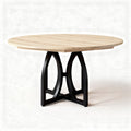 Table ronde en bois naturel avec pieds en métal noir 90 x 90 x 75 cm