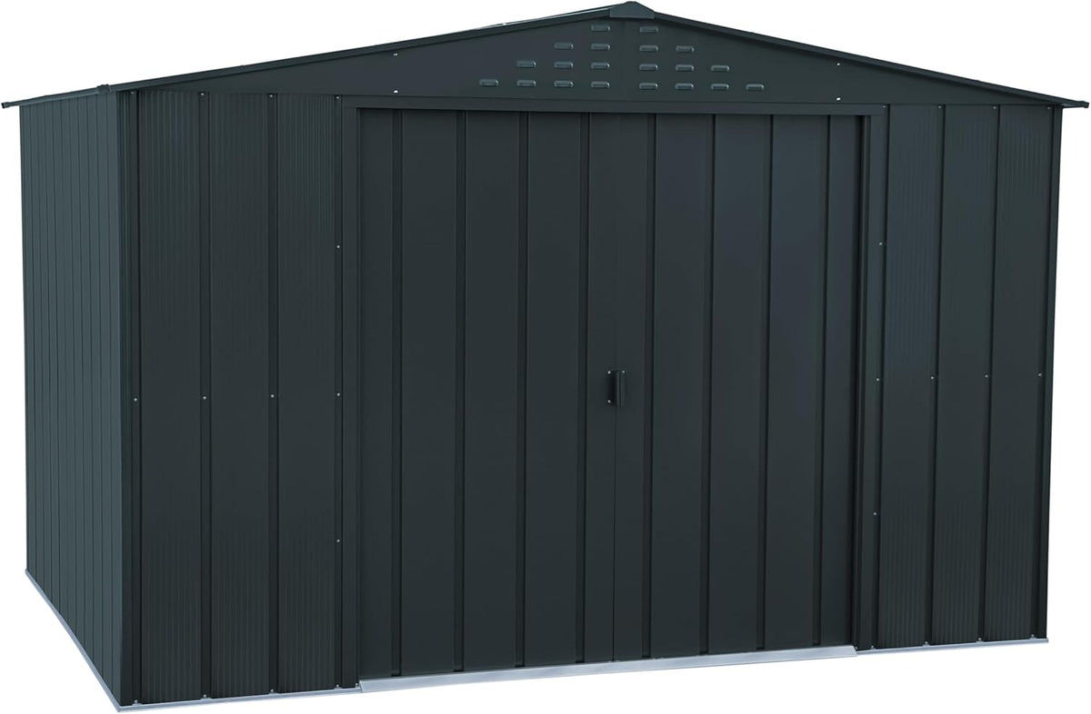 Duramax TOP Shed 10 x 8 (7.28 m2) Abri de jardin en m¨¦tal, fabriqu¨¦ en acier galvanis¨¦, structure de toit renforc¨¦e, abri de jardin en m¨¦tal sans entretien et r¨¦sistant aux intemp¨¦ries, Anthracite