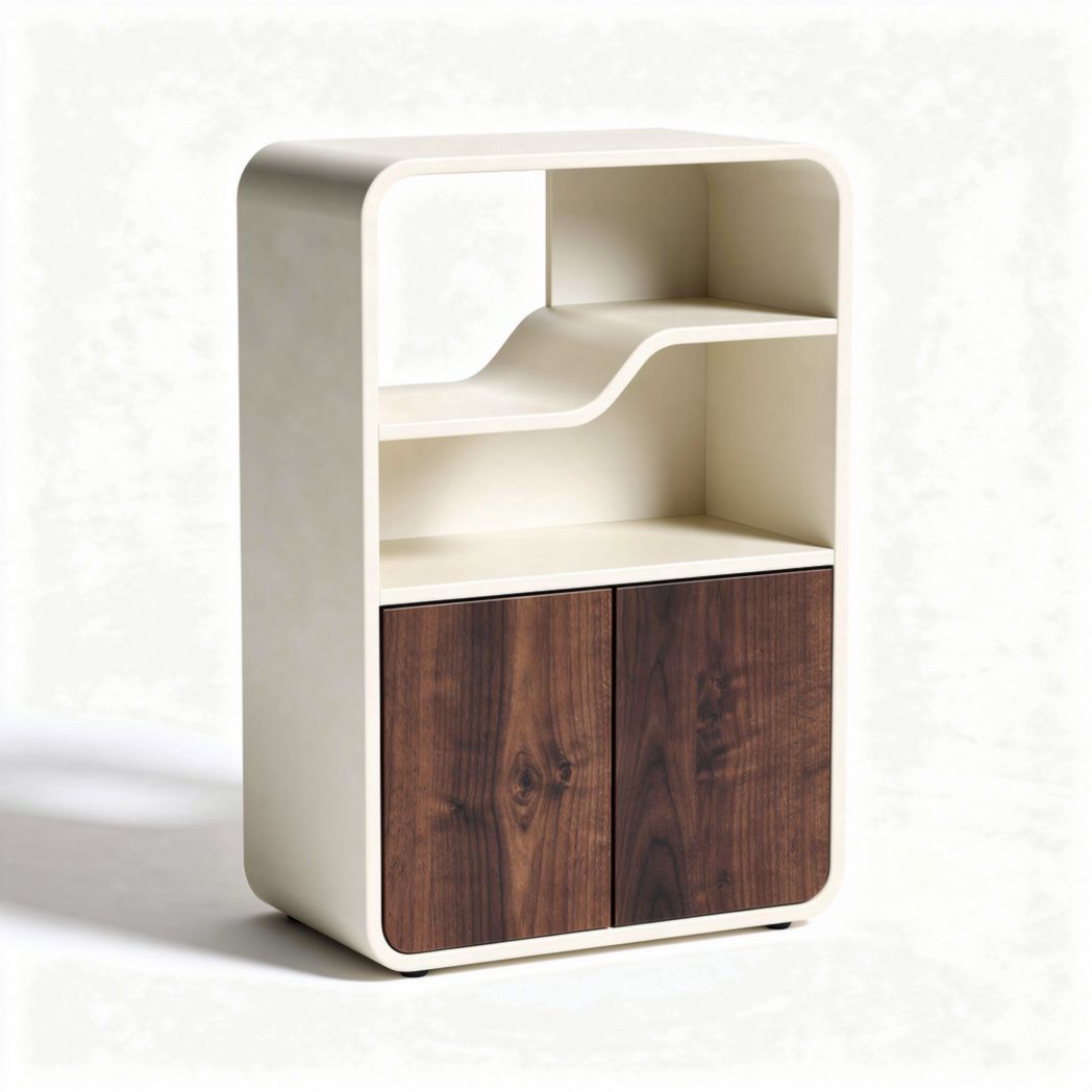 Meuble de rangement en bois et MDF 80 x 40 x 120cm couleur blanche et marron