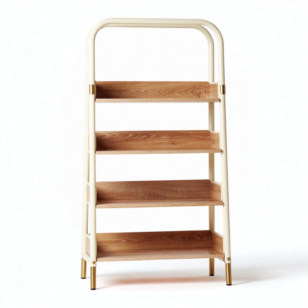 Étagère en bois de chêne et métal blanc 60 x 30 x 120cm pour rangement moderne