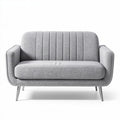 Canapé gris en tissu avec accoudoirs en métal 150 x 80 x 70cm
