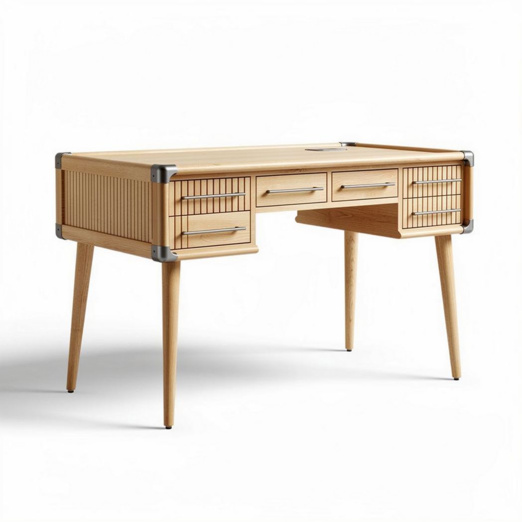 Bureau en bois de chêne avec tiroirs et dimensions 120 x 60 x 75 cm
