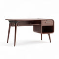 Bureau en bois sombre avec tiroir de rangement dimensions 140 x 70 x 75cm