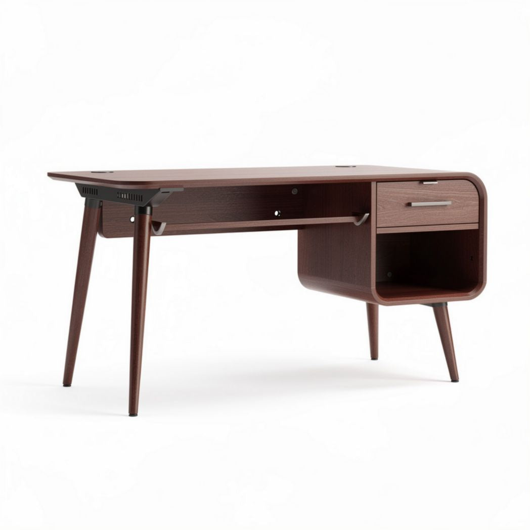 Bureau en bois sombre avec tiroir de rangement dimensions 140 x 70 x 75cm