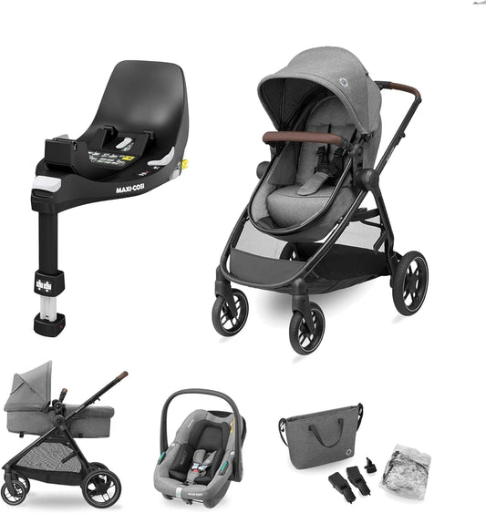 Maxi-Cosi Zelia S poussette 3-en-1 + base ISOFIX FamilyFix, 0¨C4 ans, gris