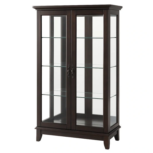 Vitrine en bois avec portes en verre tremp¨¦ marron fonc¨¦(Marron Fonc¨¦)