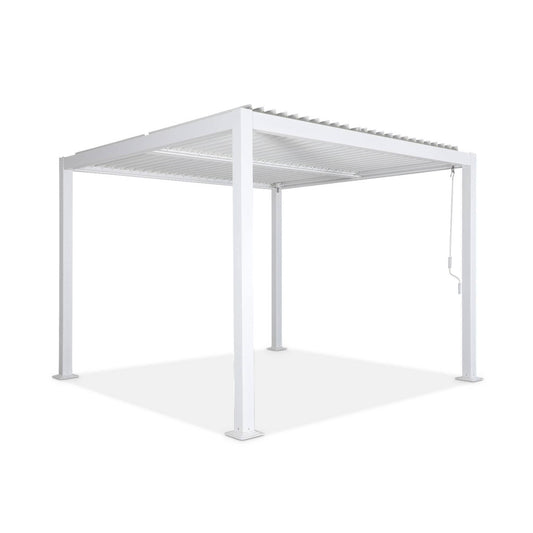 sweeek Pergola bioclimatique aluminium et acier. 3x3m. lames orientables(Blanc)