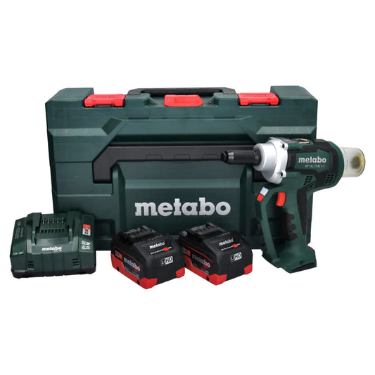 Metabo NP 18 LTX BL 5.0 Pistolet ¨¤ riveter sans fil 18 V 10 kN brushless + 2x Batteries 8,0 Ah + Chargeur + metaBOX(d¨¦faut)