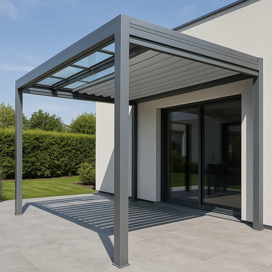 Pergola retractil?Structure Aluminium Gris Mat¨¦riau Aluminium Utilisation : Terrasse Jardin Dimensions : 350cmx300cmx260cm(Gris)
