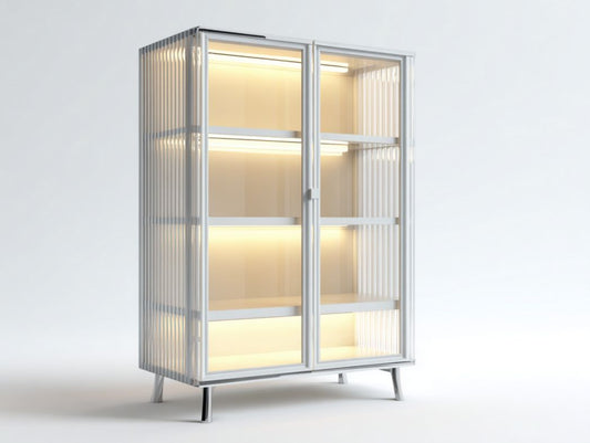 Vitrine moderne en verre avec ¨¦clairage LED et structure m¨¦tallique