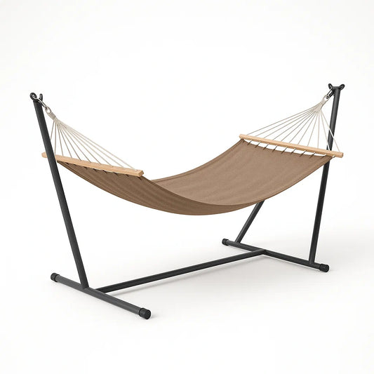 Hamac en coton polyester avec support en m¨¦tal marron(Marron)