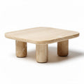 Table basse carrée en marbre beige 60 x 60 x 40cm pour salon