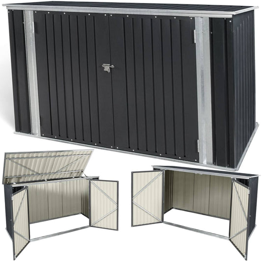 terre jardin Abri de jardin coffre m¨¦tallique v¨¦los(Noir/Beige)