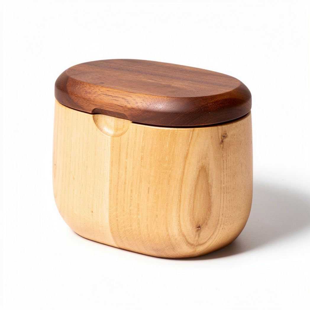 Boîte de rangement en bois couleur naturelle avec couvercle en bois de noyer 15 x 10 x 10cm