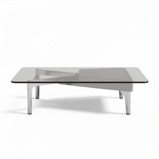 Table basse en verre noir avec structure en métal 120 x 60 x 40cm