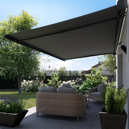 Store banne naterial zefir interrupteur motoris¨¦ anthracite 395x300cm(Anthracite)
