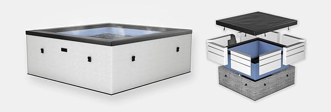 NETSPA Spa Celestia carr¨¦ semi-rigide 6 places, mousse, 1100L, ?180xH70cm