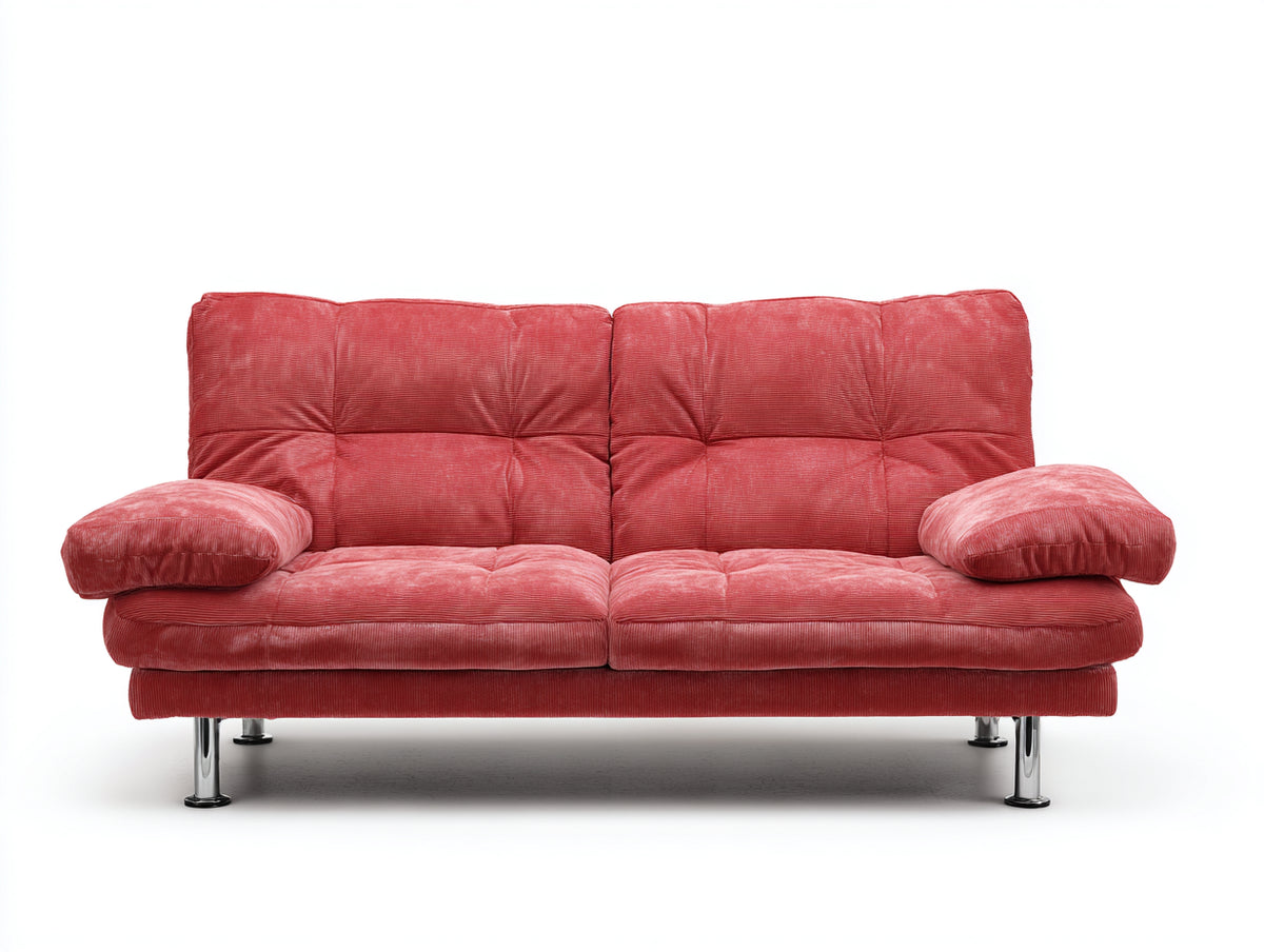 Canap¨¦ 2 places tissu 165x88x82 cm - rouge corail - design moderne(Rouge Corail)