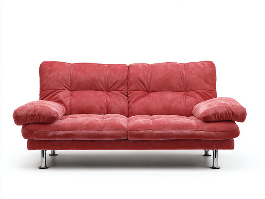 Canap¨¦ 2 places tissu 165x88x82 cm - rouge corail - design moderne(Rouge Corail)