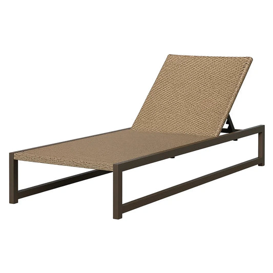 Chaise longue de jardin en r¨¦sine tress¨¦e brune et aluminium(Brun)