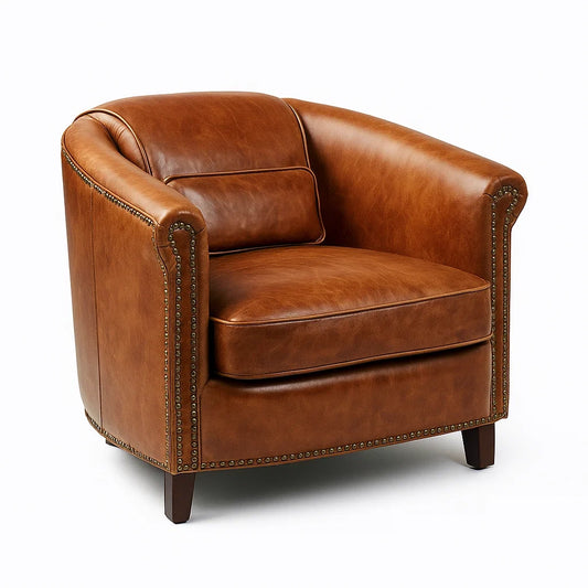 Fauteuil en cuir marron fauteuil club  cuir v¨¦ritable 80cm x 80cm x 75cm(Marron)
