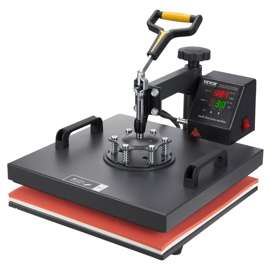 2 en 1 Presse a Chaud Machine VEVOR de Sublimation Textile 38x38 cm Machine deImpression 1200 W Presse a Chaleur Polyvalente Controle Numerique(Noir/Orange)