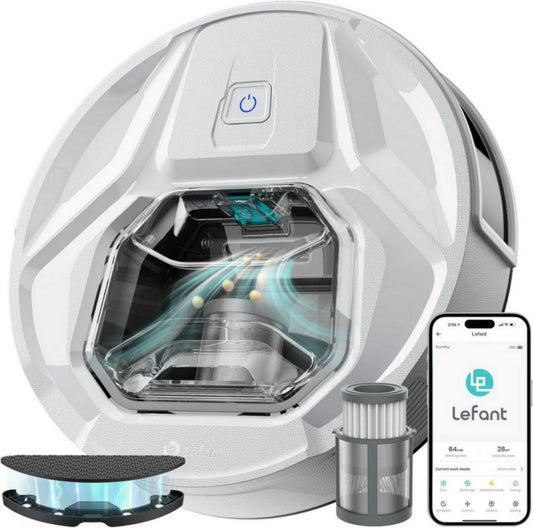Aspirateur robot Lefant M320, aspiration 6?000 Pa, ¨¦vitement pr¨¦cis des obstacles, d¨¦tection des tapis, zones interdites, id¨¦al pour les poils d'animaux, les cheveux et les tapis sur sols durs, contr?le par application/Alexa