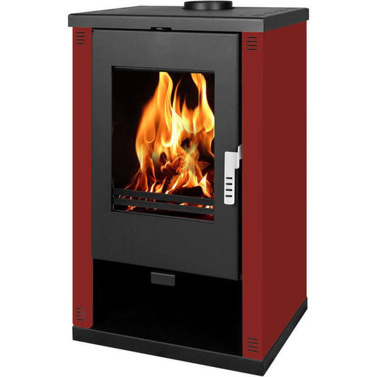 Po¨ºle ¨¤ bois Verso Theia 9 kW Panneaux lat¨¦raux bordeaux et design contemporain(Bordeaux/Noir)
