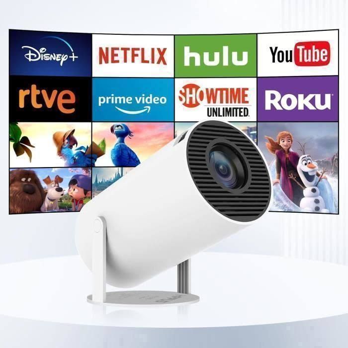 Android 11.0 Mini Videoprojecteur 4K, Retroprojecteur Portable Wifi 5G 2.4G Bluetooth, Projecteur Video Avec Retournement ¨¤ 1[u61] Noir TRAHOO(Blanc/Noir)