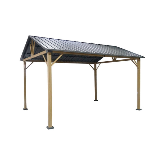Aluminum and Steel Carport, 12 m2 Anthracite - Sweeek(Anthracite/Bois)