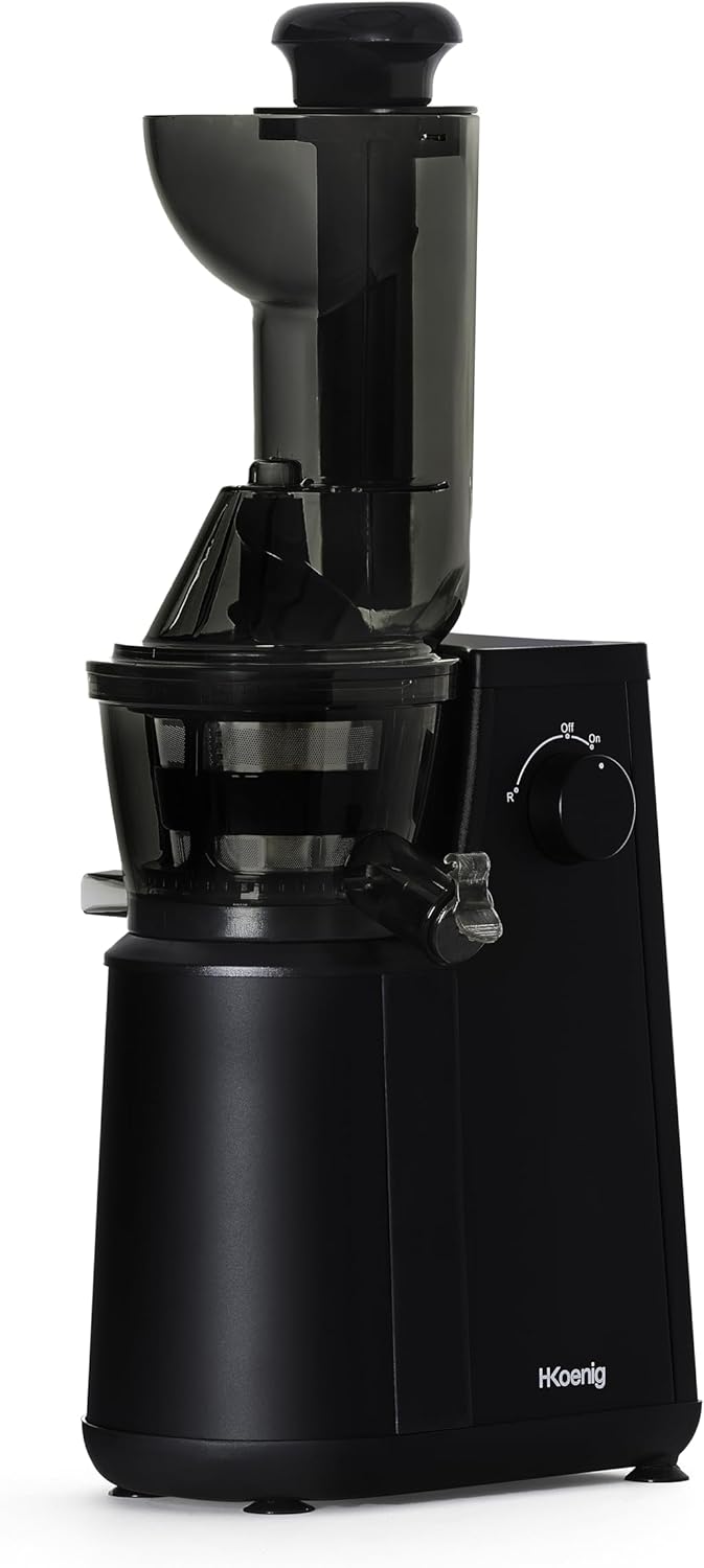 H.Koenig GSX12 Vertical Juice Extractor Stainless Steel Black, Fruit and Vegetable Juice, BPA Free, 82 mm Wide Mouth, Soft Pressure, 1 Litre, 400 W(GSX24)