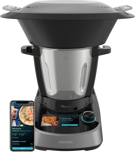 Cecotec Robot de Cuisine Mambo Black. 23 Fonctions, 10 Niveaux de Temp¨¦rature, 1700W, 2,5 kg de Pate, Cruche de 3,3L, 10 Vitesses, Minuterie, Temp¨¦rature R¨¦glable de 37 ¡ãC ¨¤ 120 ¡ãC(Mambo Touch)
